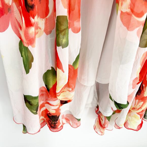 NWT Akira Womens Resort Vacation Tropical Floral Elastic Waist Maxi Skirt Size L - Picture 4 of 8